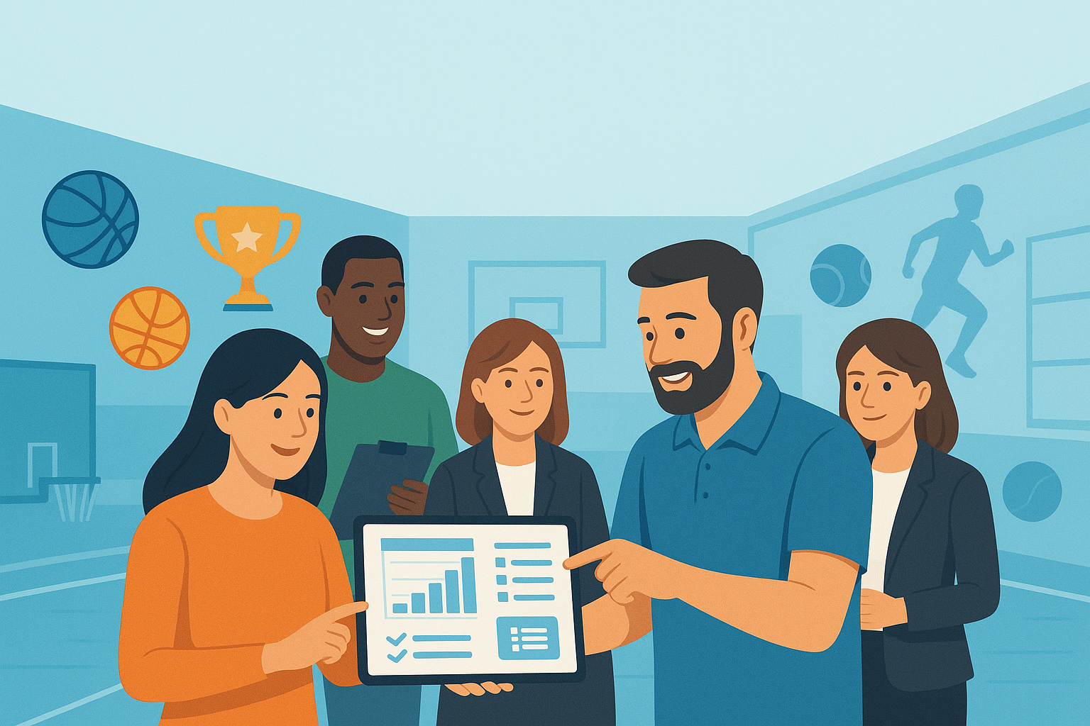 Persona organizando tareas en un tablero de gestión de proyectos deportivos